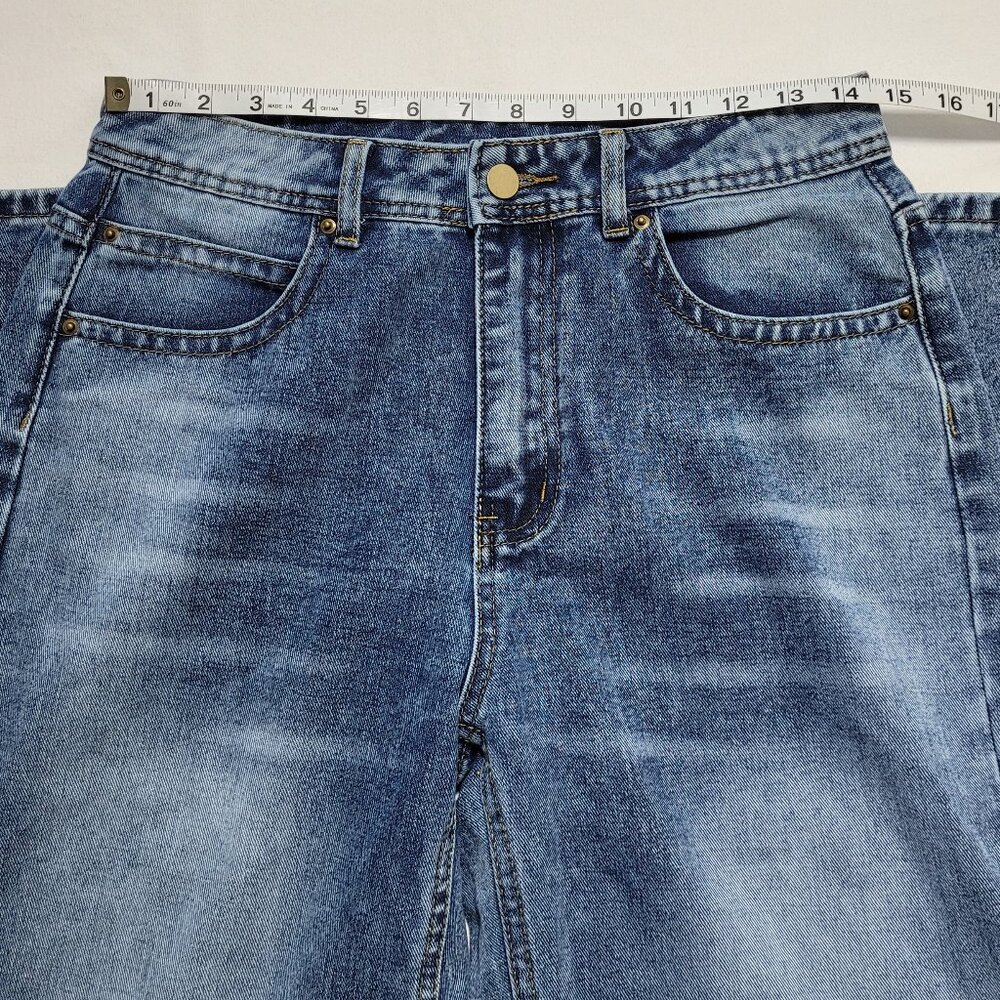 High-Waisted Wide-Leg Jeans Womens Medium Wash Relaxed Fit Denim - Picture 3 of 8